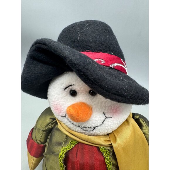 Vintage Christmas Sant Art Co. Plush Snowman Decor Satin Accents 12" Tall READ - Picture 2 of 7